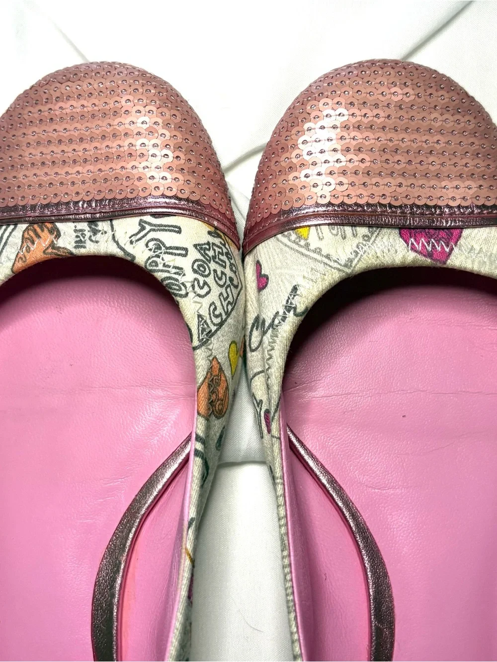 Coach Poppy Graffiti Y2k Sequin Ballet Flats, Women’s Size 8